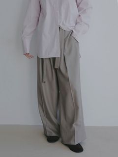 ベルテッドタックワイドパンツ (GREIGE)