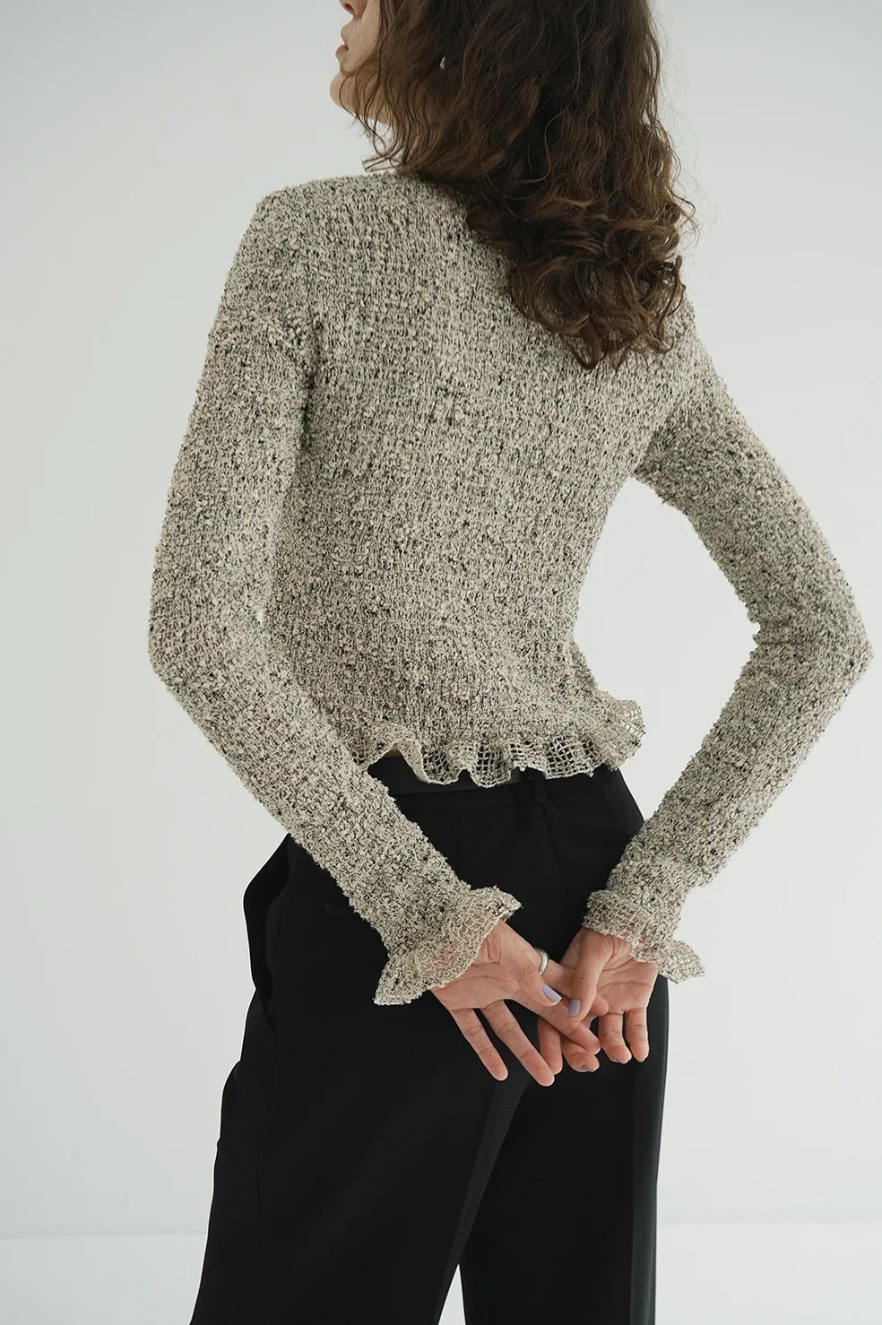ミックメッシュギャザーシャツ -  MIX MESH GATHER SHIRT - IVORY