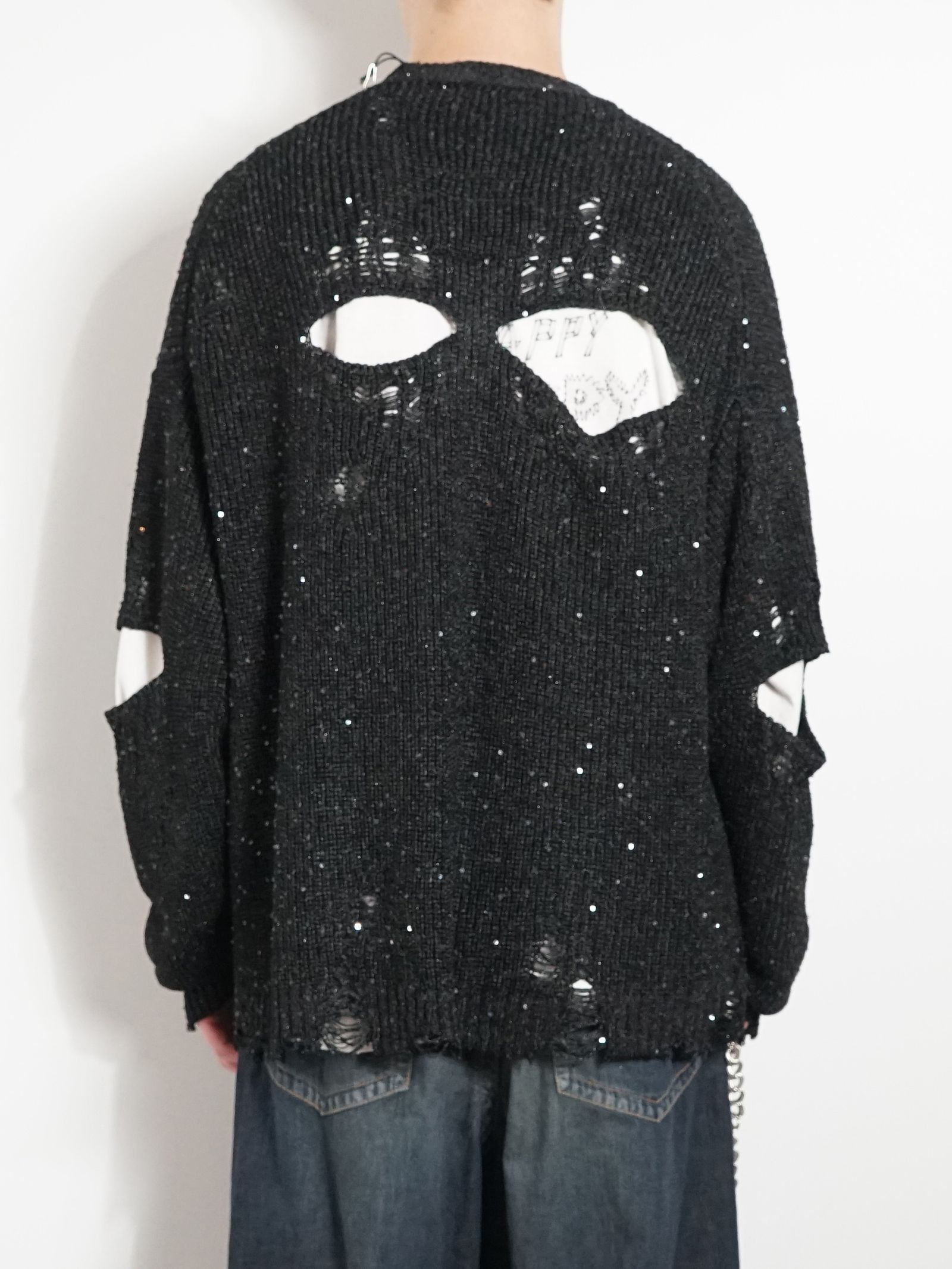ニットカーディガン - SANGLE KNIT CARDIGAN - BLACK