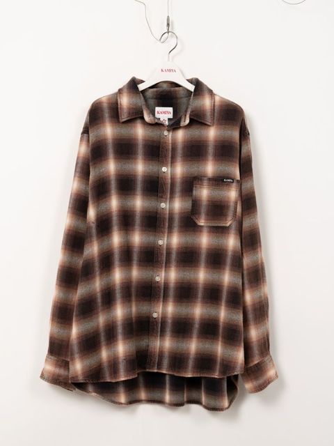 BLEACHED CHECK SHIRT - ブリーチ加工チェックシャツ - グリーン