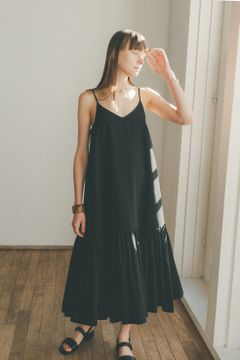 ボリュームギャザーキャミソールドレス - VOLUME GATHER CAMISOLE DRESS - BLACK