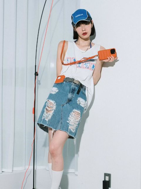 アイフォンケース レザーストラップ ｜STRAP 130cm (オレンジ)