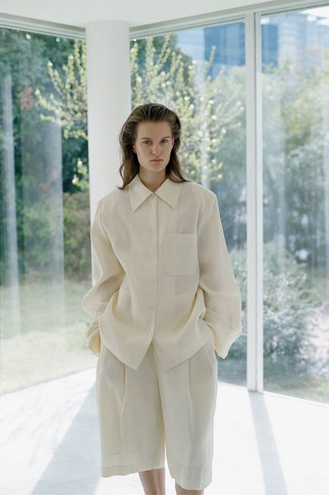 テンセルシャツジャケット - TENCEL SHIRT JACKET (IVORY)