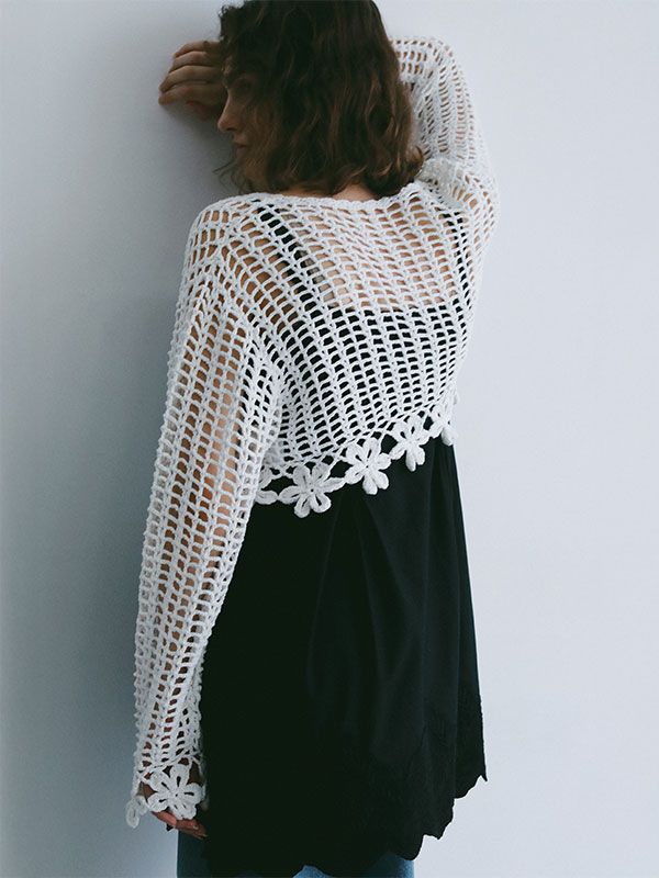クロシェニットカーディガン (WHITE)