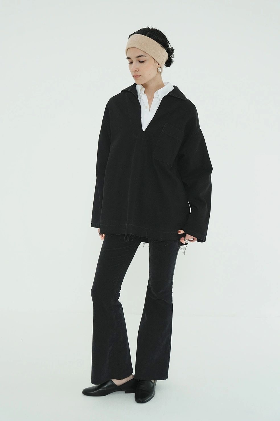 ライトオンス デニムシャツ - DENIM OVER SKIPPER SHIRTS (BLACK)