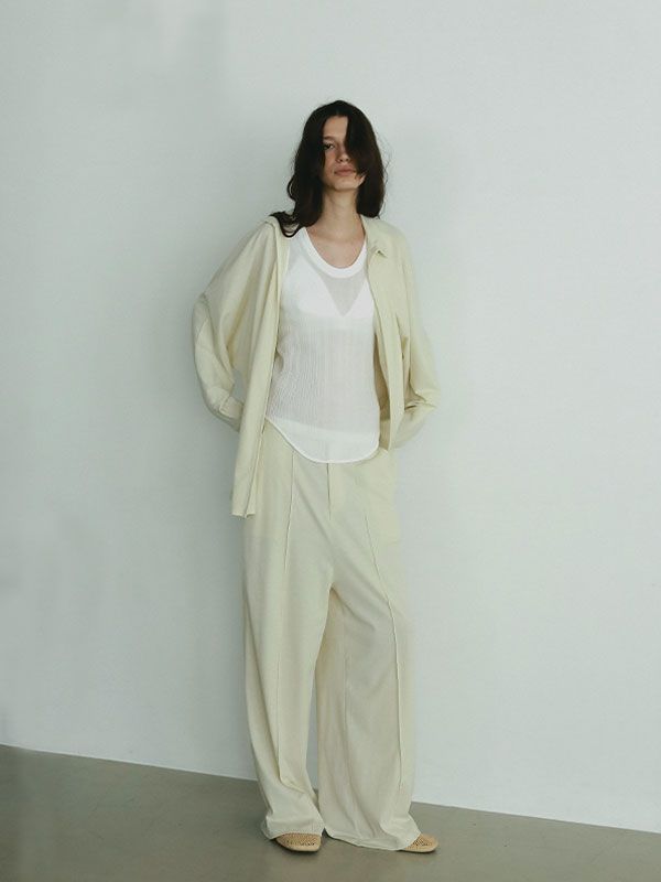 フロントファスナーカットシャツ -  CREAM