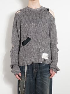 スプリングニットプルオーバー - SANGLE KNIT CARDIGAN - GREY