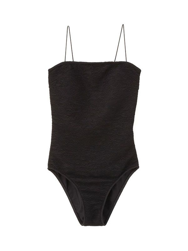 ナローストラップジャガードスウィムウェア (BLACK)