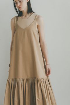 ボリュームギャザーキャミソールドレス - VOLUME GATHER CAMISOLE DRESS - BEIGE