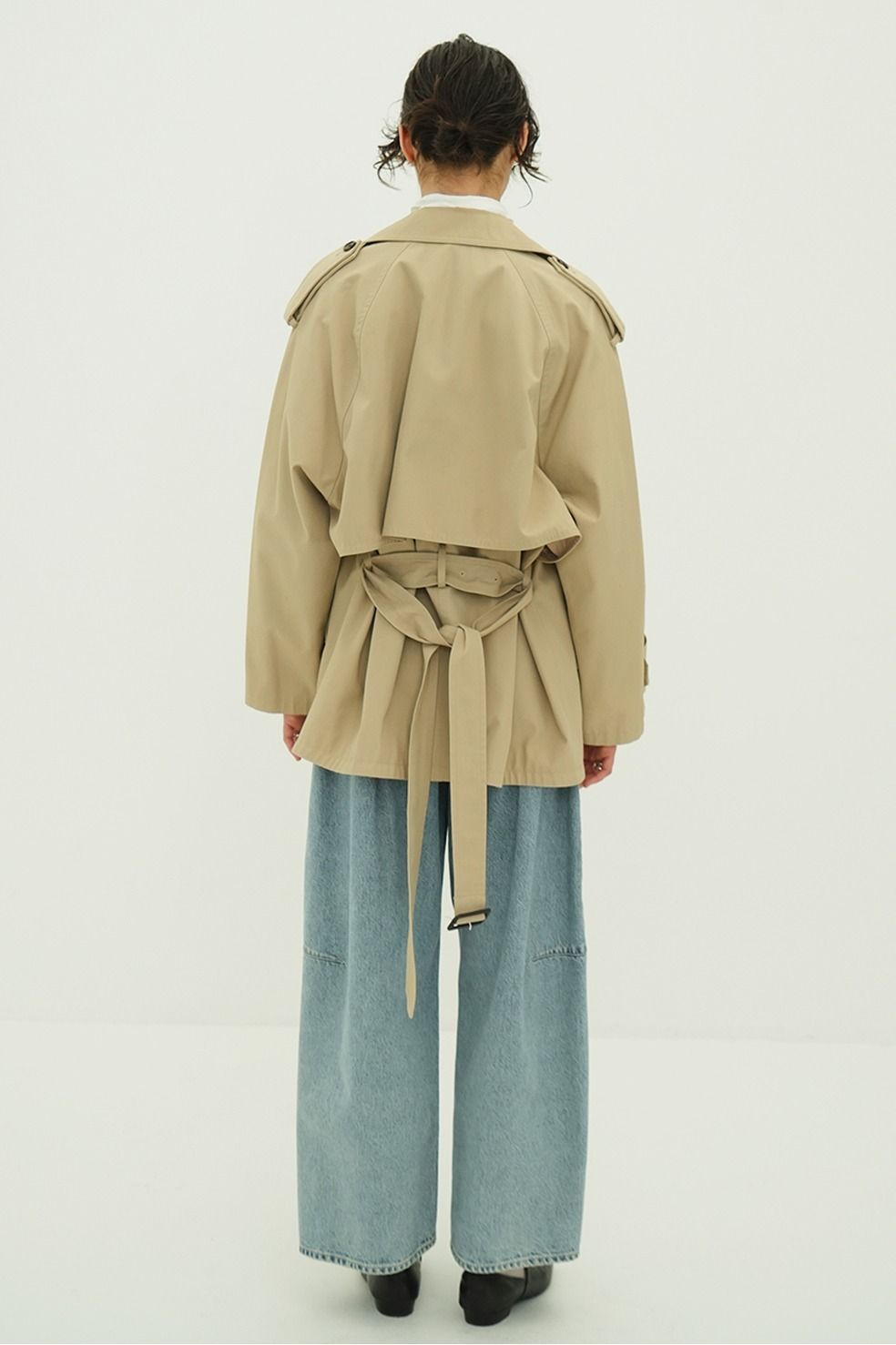 オーバー ショートトレンチコート - OVER SHORT TRENCH COAT (BEIGE)
