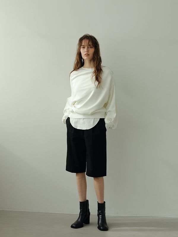 デザインネックスウェットプルオーバー - WHITE