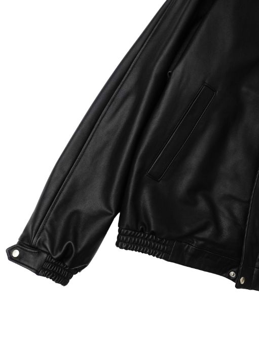 レザードリズラーブルゾン -  LEATHER DRIZZLER JACKET - BLACK
