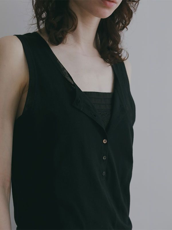 レースコットンキャミワンピース （BLACK)