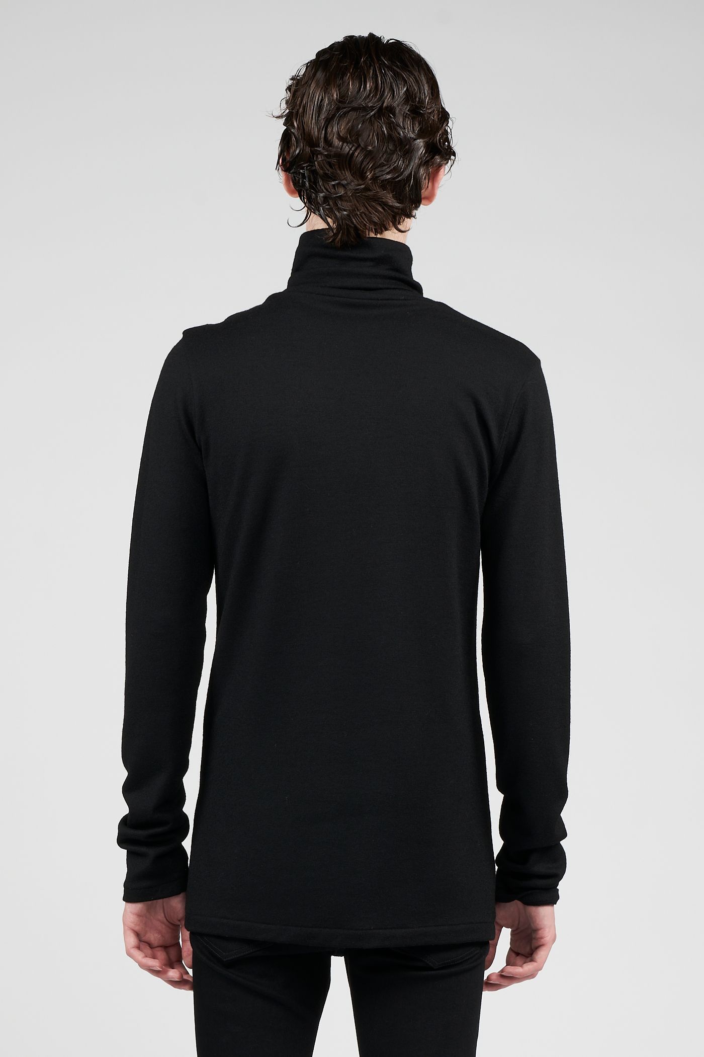 ウォッシャブル ウール タートルネック カットソー  - Washable Wool Turtle Neck BLACK