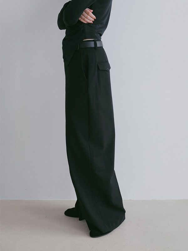 センタークリースクリーンパンツ （BLACK）
