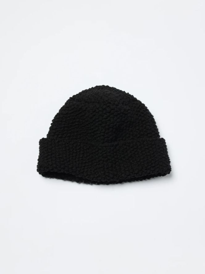 スラブ糸 ニット帽  - SLAB YARN BEANIE (BLACK)