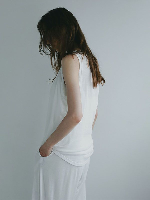 ヘンリーネックエアリータンクトップ  WHITE