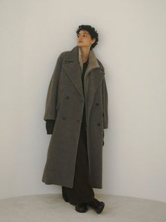 ダブルブレストウールコート - GREY