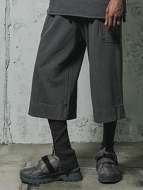 Sweat Wide Cropped Pants（B-Pigment Black） - ワイドクロップドスウェットパンツ メンズ モード カジュアル