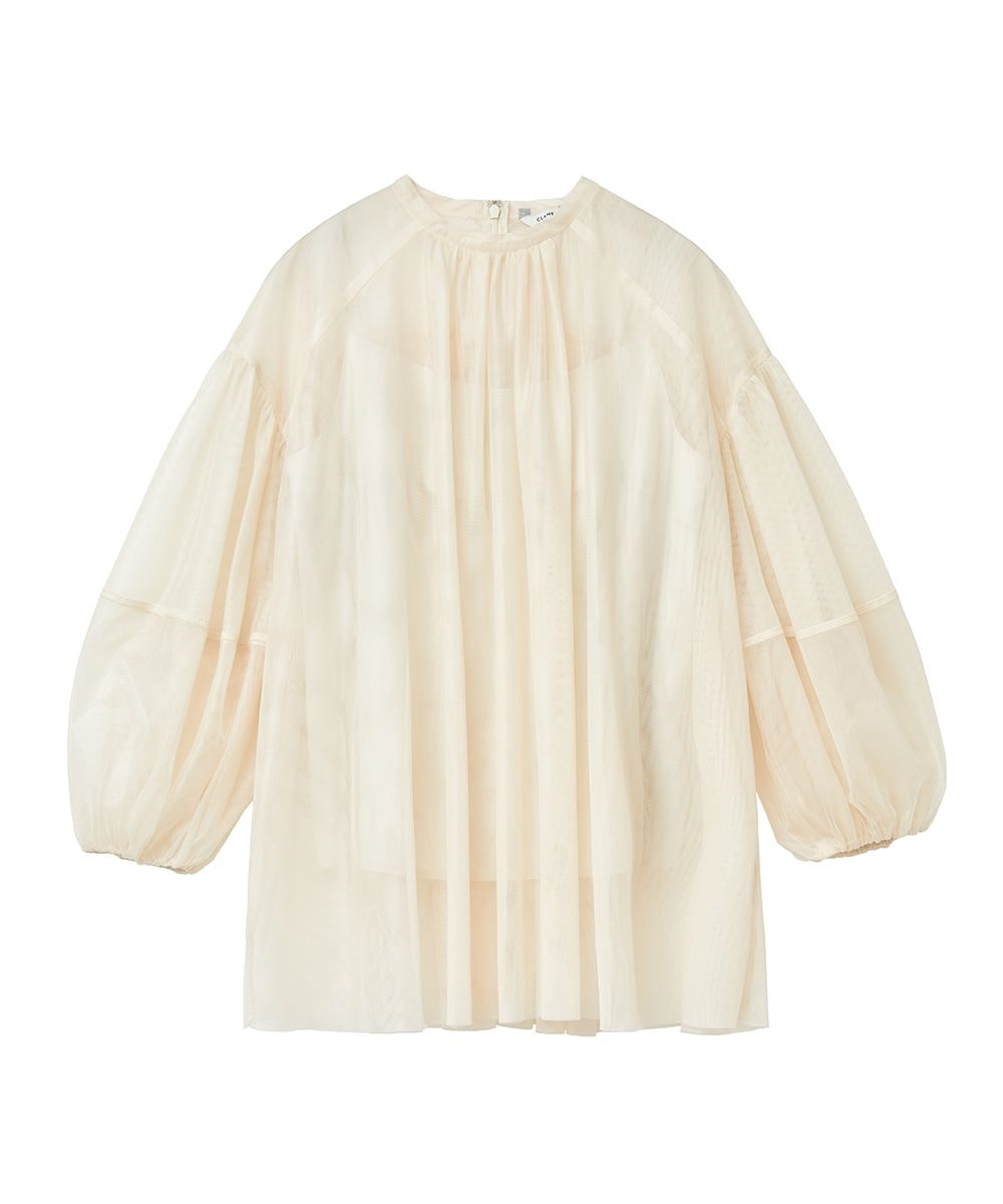 CLANE - シアー タートル バルーン スリーブ トップス - SHEER TULLE BALLOON SLEEVE TOPS - IVORY |  ADDICT WEB SHOP