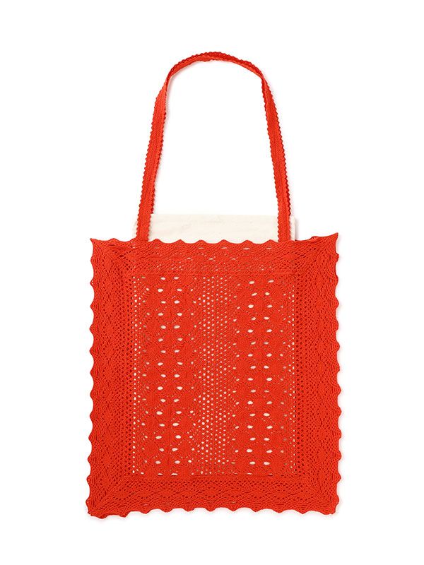 クロシェレーストートバッグ（RED)