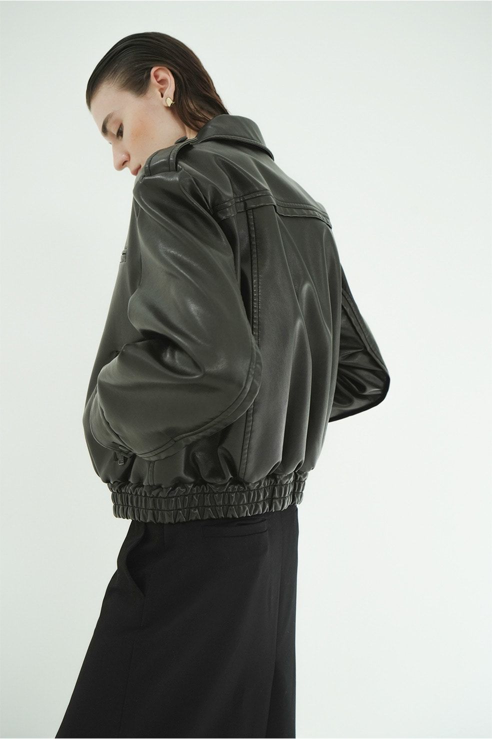 バルキーラインシングルレザージャケット - BULKY LINE SINGLE LEATHER JACKET (BLACK)