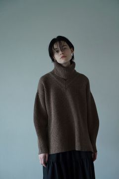 2WAY NECK WARMER KNIT TOPS - BEIGE