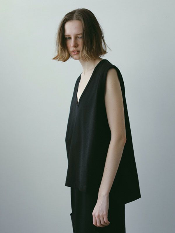 ヘンプコットンスリーブレスプルオーバー - BLACK