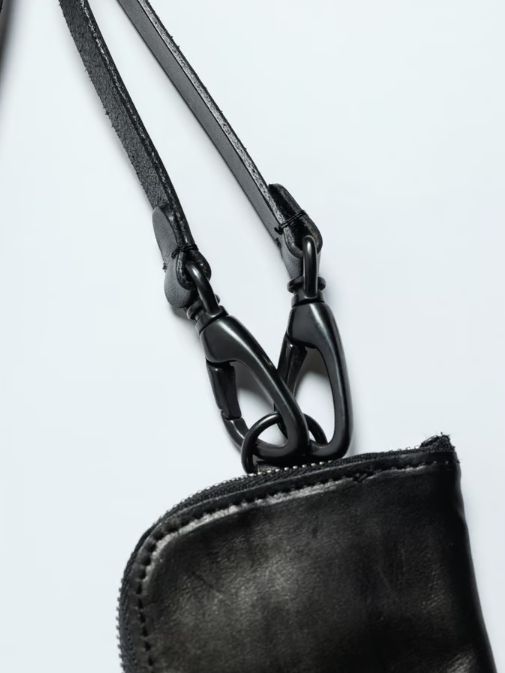 レザーウォレット ネックストラップ付き ミニ財布