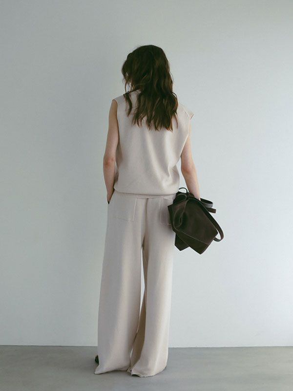 コットンシルクスリーブレスニットプルオーバー - IVORY