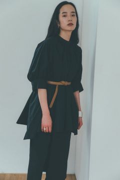 バルーンスリーブトップス - VOLUME GATHER BALLOON SLEEVE TOPS BLACK