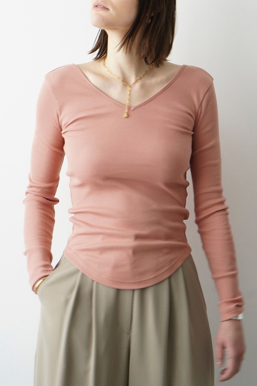 CLANE - ソフト リブ ブイネック トップス - SOFT RIB V NECK TOPS