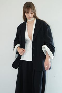LOOSE BELL SLEEVE JACKET- BLACK -  ルーズベルスリーブジャケット