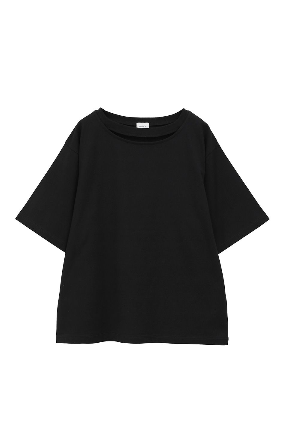 スリットネックトップス - SLIT NECK CUT TOPS - BLACK