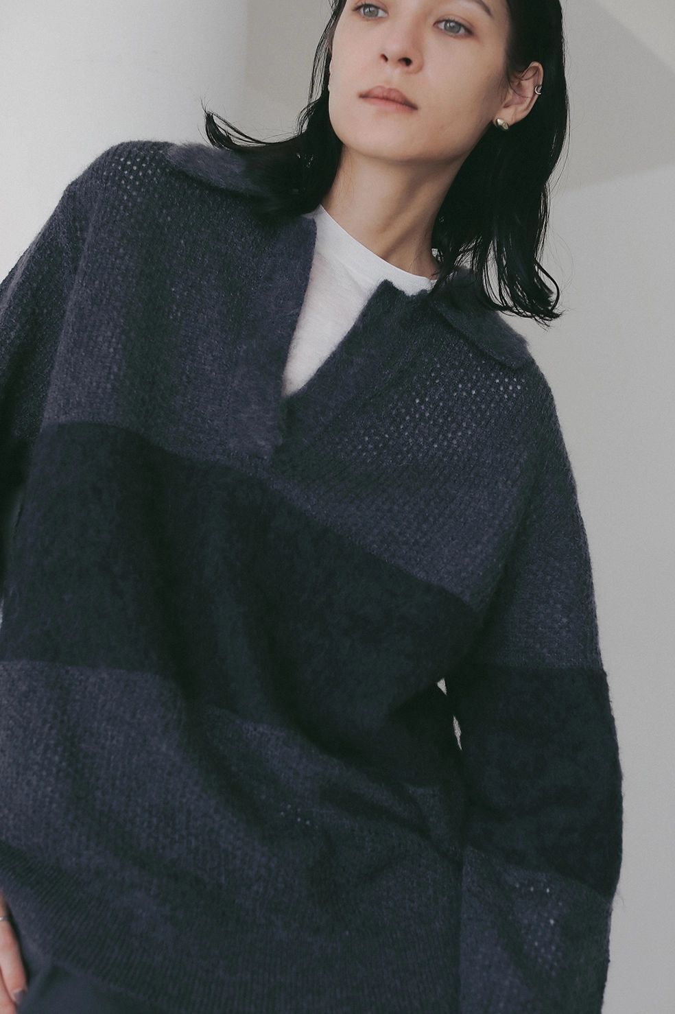 モヘアポロニット - MOHAIR POLO KNIT (CHARCOAL GRAY)