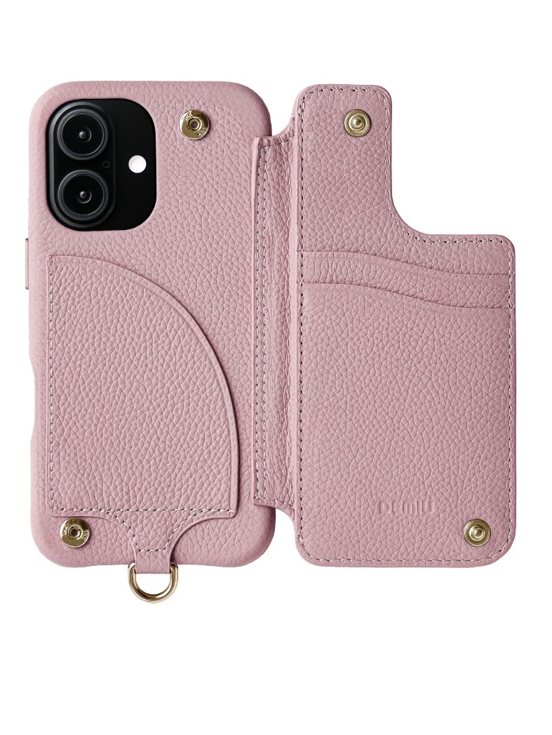 【BALLON バロン】 手帳型 レザーケース iPhone 14～17シリーズ対応 (ライラック）