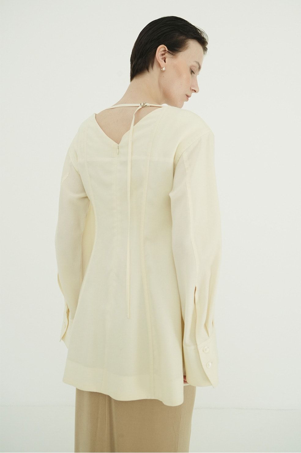 テンセルミニフレアワンピース - TENCEL MINI FLARE ONEPIECE (IVORY)