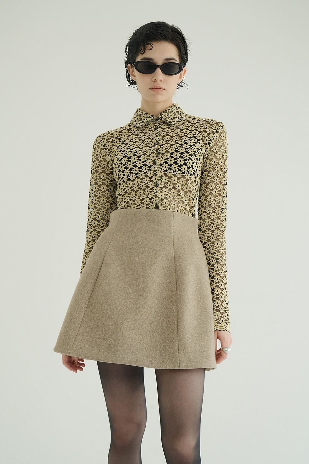 ミニスカート -  CONSTRUCTIVE MINI SKIRT (BEIGE)