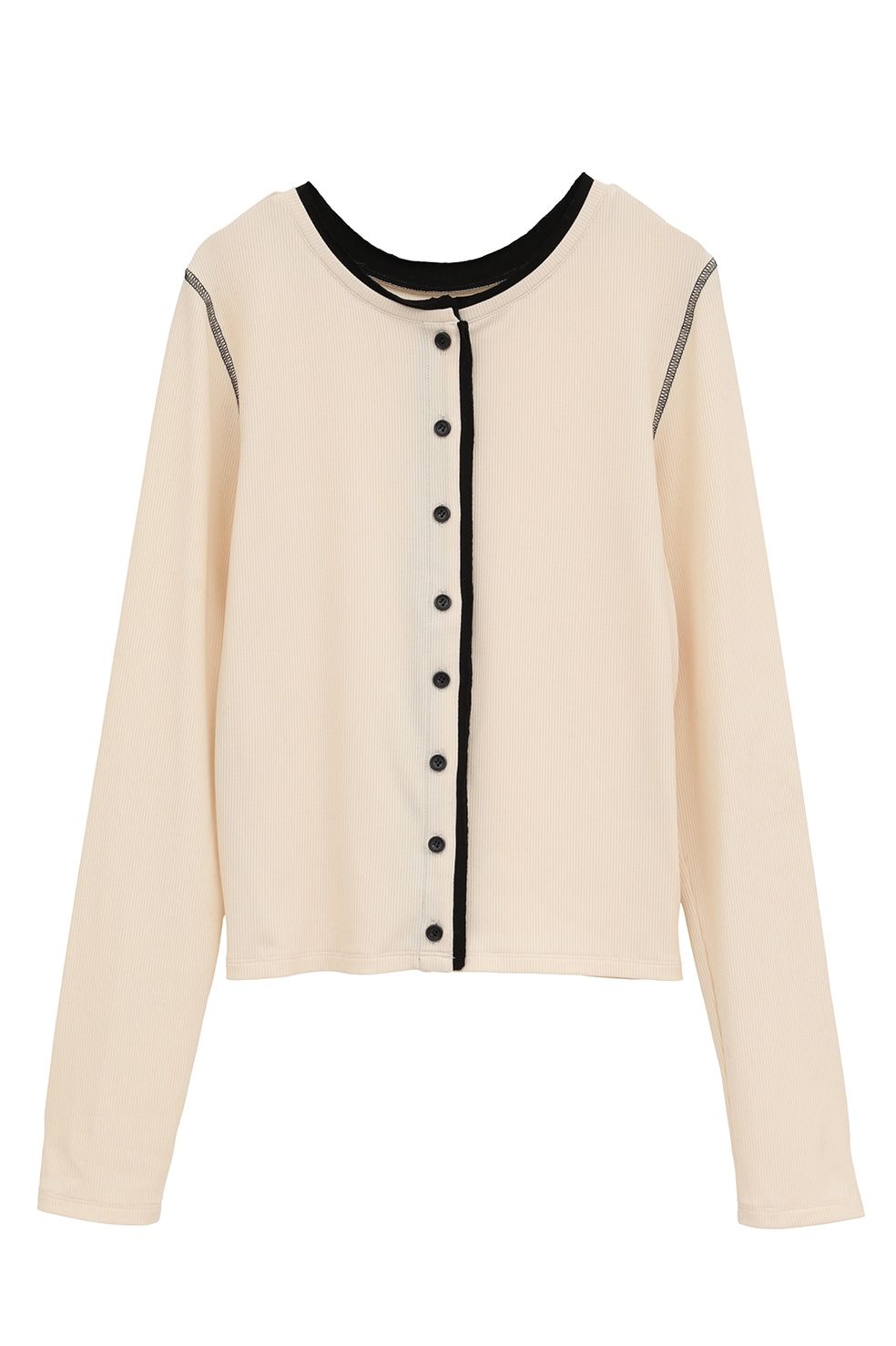 バイカラーカーディガン | W FACE BICOLOR CARDIGAN (IVORY)