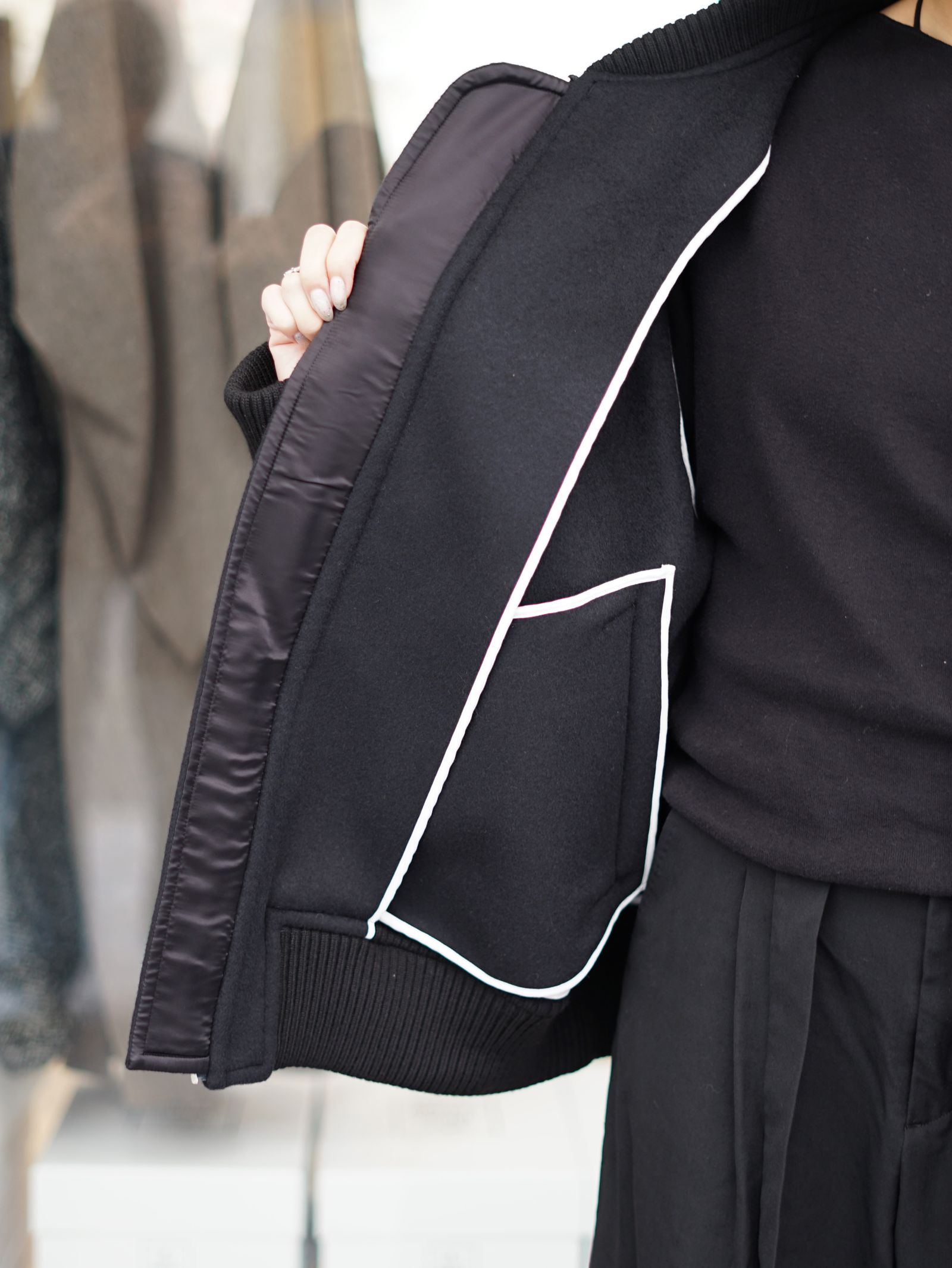 ボンバージャケット | MA-1 BOMBER JACKET IN DOUBLE FACE BEAVER (BLACK)
