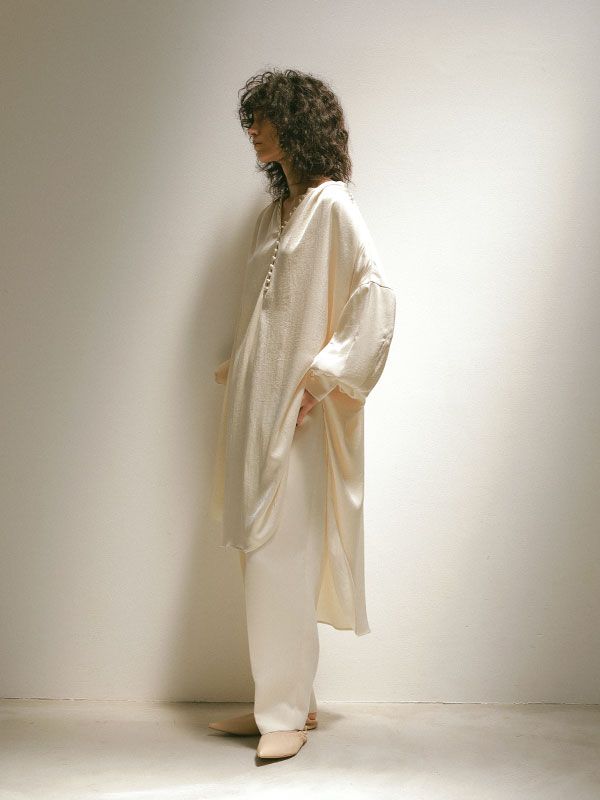 トリプルクロスハイウエストタックパンツ - OFF WHITE