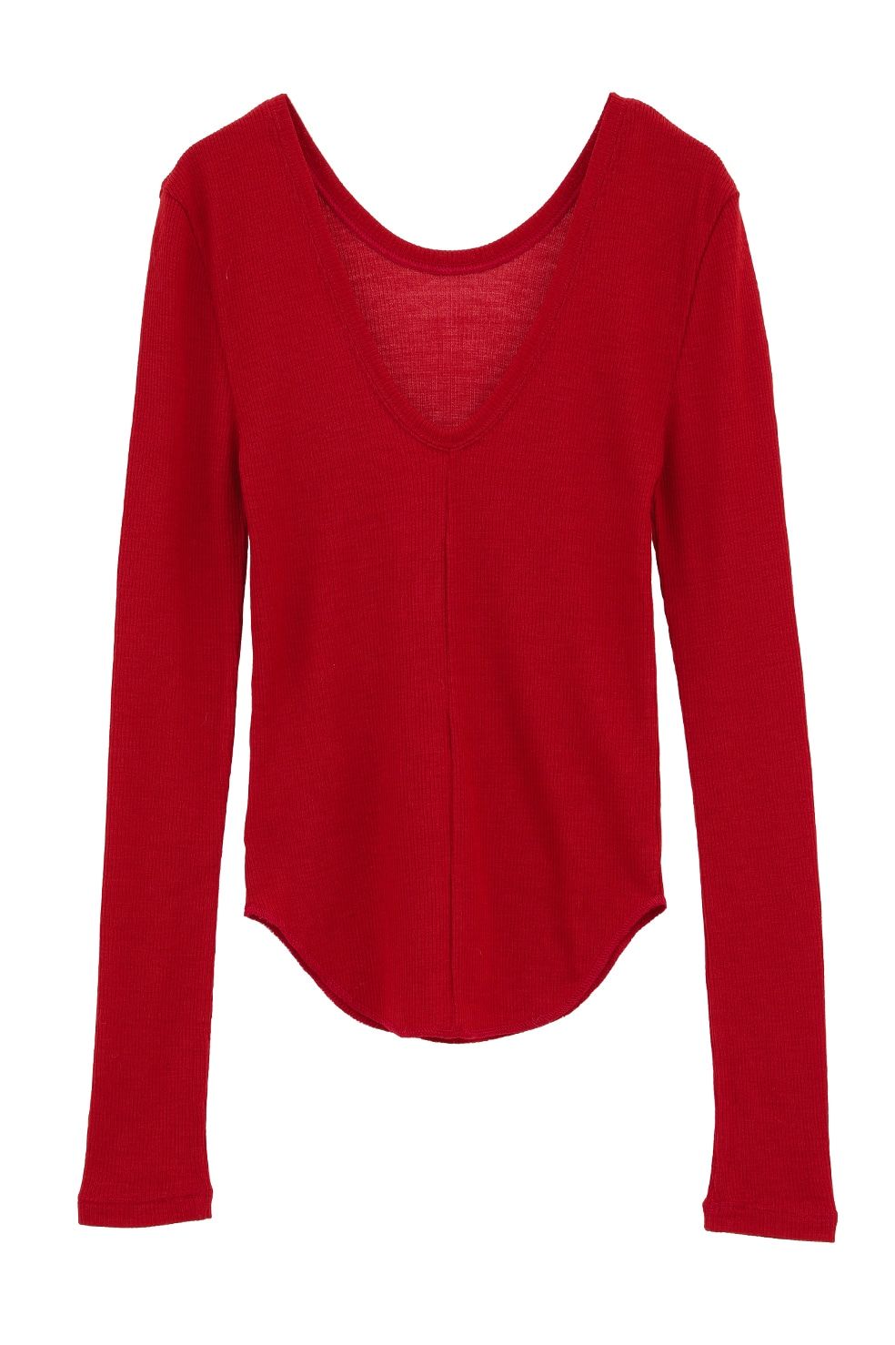 ウールリブカットソー - W FACE WOOL RIB TOPS（RED）