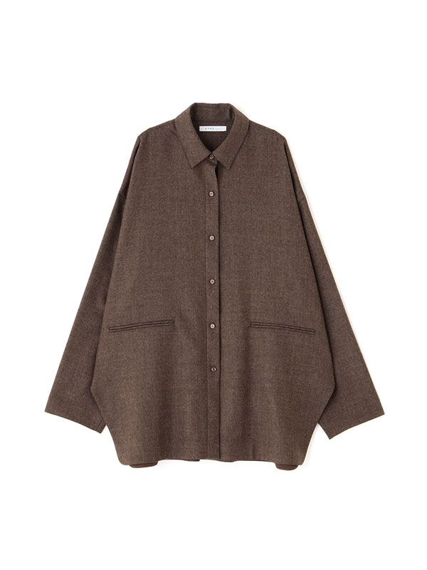 ハイカウントフラノオーバーサイズシャツ  (BROWN)