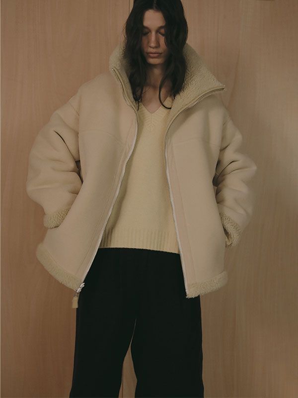 リバーシブルボアブルゾン  (BEIGE)