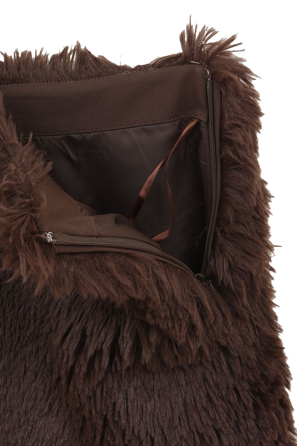 フェイクファーミニスカート - FAKE FUR MINI SKIRT (BROWN)