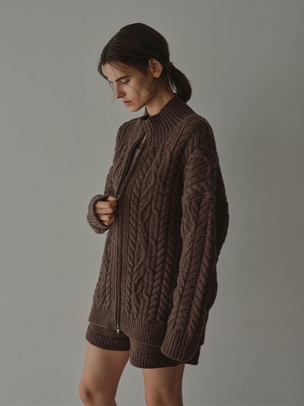 ローゲージニットショートパンツ (BROWN)