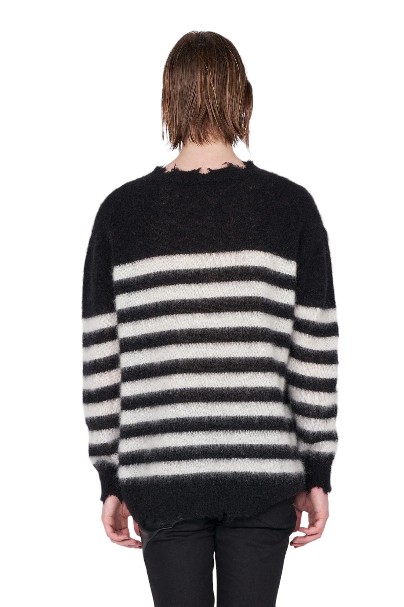 ランダム モヘア ボーダークラッシュニット - Random Marine Border Crashed Knit