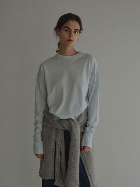 カフボタンロンTee (BLUE）