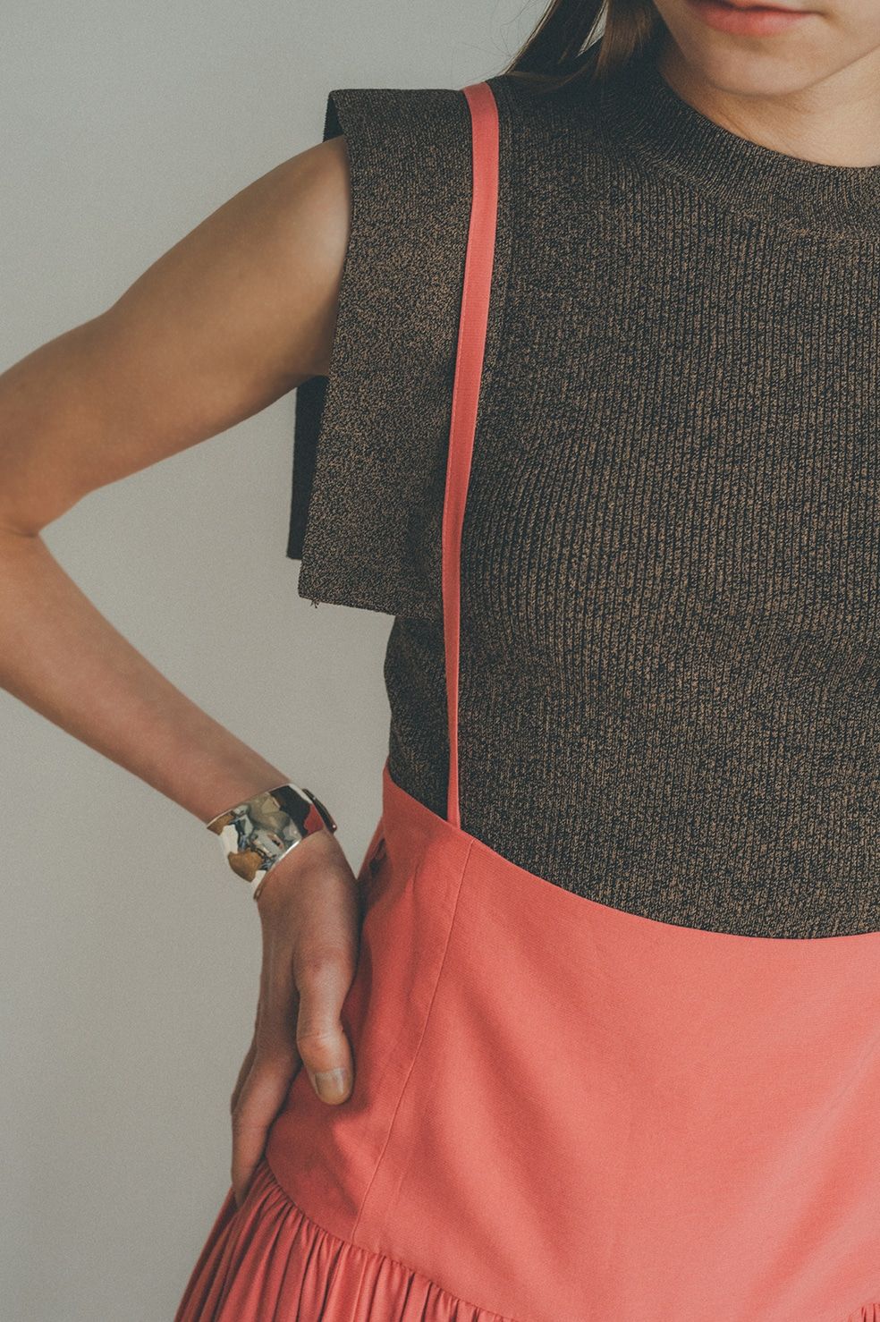 スクエアスリーブニットトップス -  SQUARE SLEEVE KNIT TOPS MIX