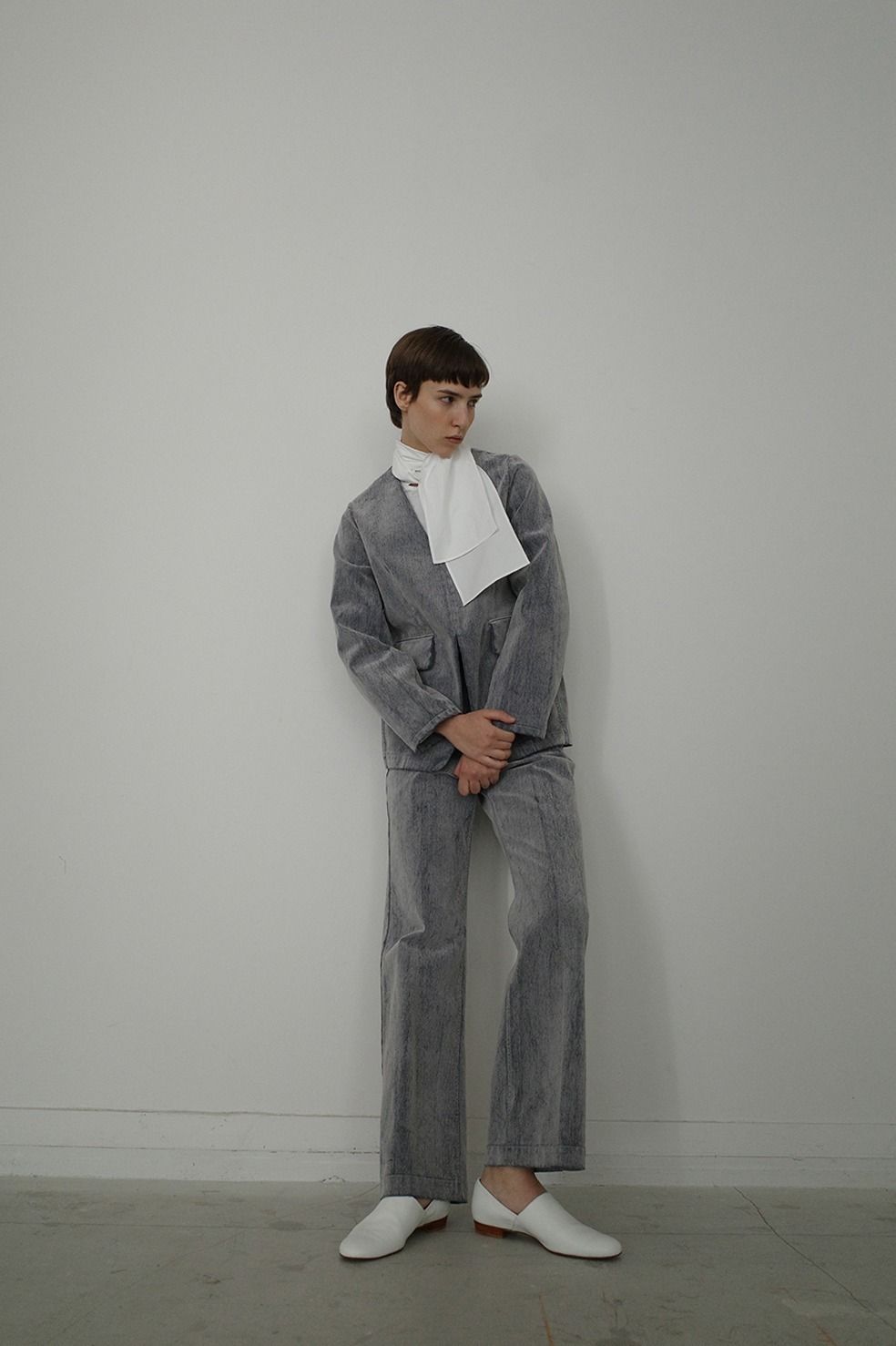 ハイウエスト フロッキーパンツ | FLOCKY CENTER PRESS PANTS（BLACK)